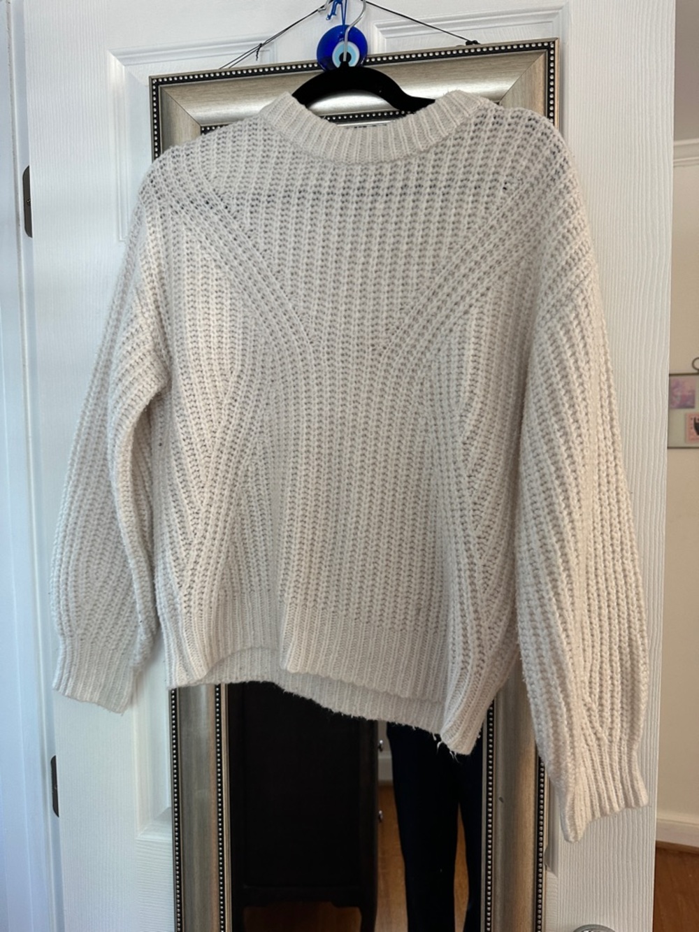 Soft Cream Crewneck Knit Sweater - Women's Classic Pullover